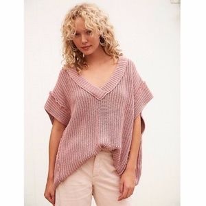 NWT Free People Clyde Sweater Vest Pink Rose Medium